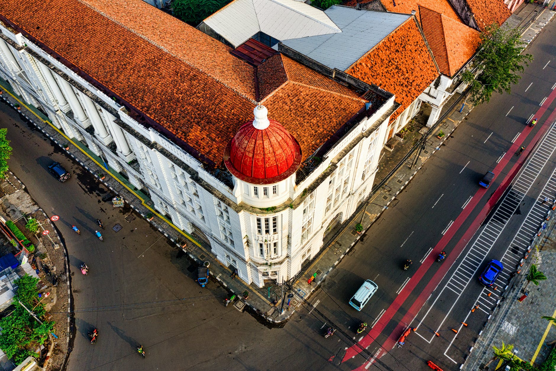 aerial photography of building near road